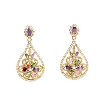 AGP PARIS Diva Collection Vintage Floral Zirconia Earrings
