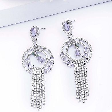 AGP PARIS Geometric Purple Chain Dangle Earrings