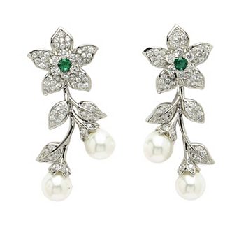 AGP PARIS Diva Collection Cubic Zirconia Floral Drop Earrings