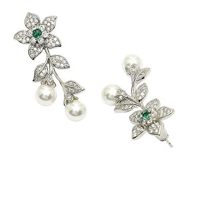 AGP PARIS Diva Collection Cubic Zirconia Floral Drop Earrings