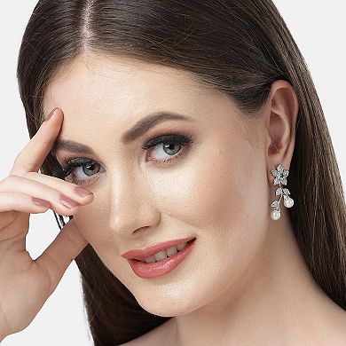 AGP PARIS Diva Collection Cubic Zirconia Floral Drop Earrings