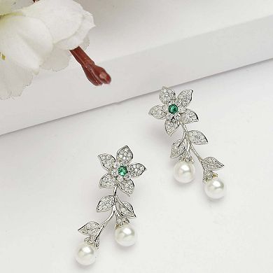 AGP PARIS Diva Collection Cubic Zirconia Floral Drop Earrings