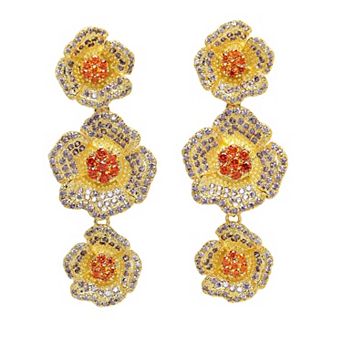 AGP PARIS Diva Collection Cubic Zirconia Triple Flower Dangle Earrings