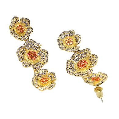 AGP PARIS Diva Collection Cubic Zirconia Triple Flower Dangle Earrings