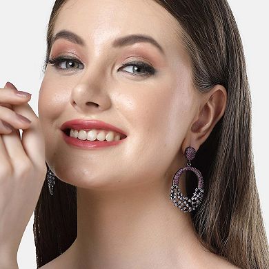 AGP PARIS Diva Collection Sparkling Red Hollow Out Zirconia Earrings