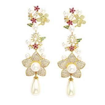 AGP PARIS Diva Collection Zirconia Floral Dangle Earrings