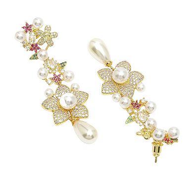 AGP PARIS Diva Collection Zirconia Floral Dangle Earrings