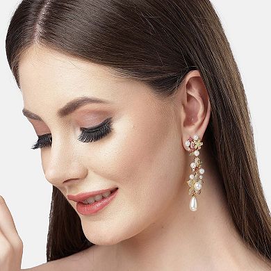 AGP PARIS Diva Collection Zirconia Floral Dangle Earrings