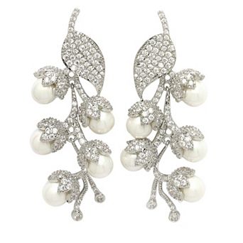 AGP PARIS Diva Collection Cubic Zirconia Leaf Cluster Earrings