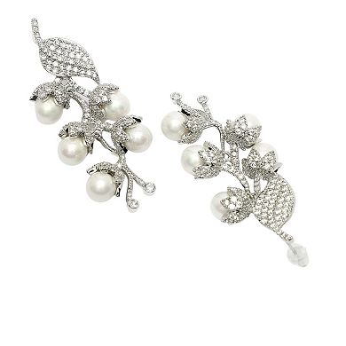 AGP PARIS Diva Collection Cubic Zirconia Leaf Cluster Earrings