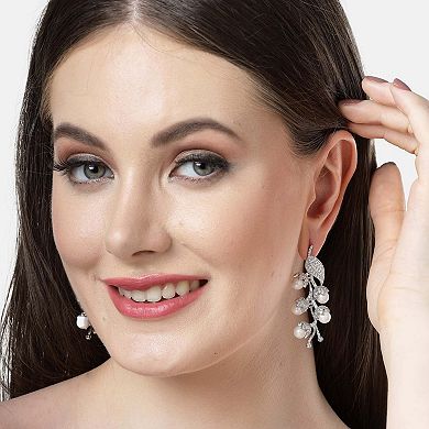 AGP PARIS Diva Collection Cubic Zirconia Leaf Cluster Earrings