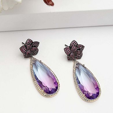AGP PARIS Diva Collection Floral Zirconia Drop Earrings