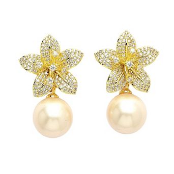 AGP PARIS Diva Collection Elegant Cubic Zirconia Floral Drop Earrings