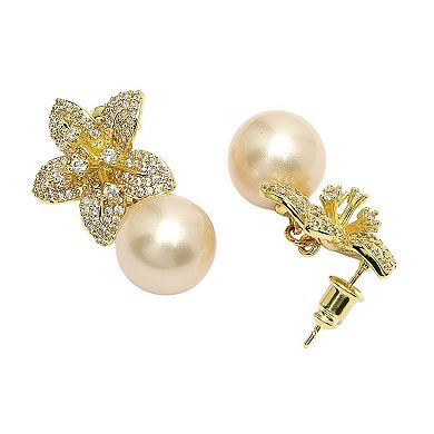 AGP PARIS Diva Collection Elegant Cubic Zirconia Floral Drop Earrings