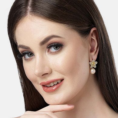 AGP PARIS Diva Collection Elegant Cubic Zirconia Floral Drop Earrings