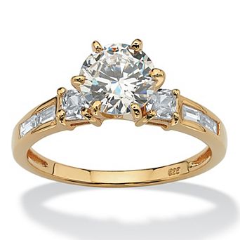 PalmBeach Jewelry 2.14 TCW Round Cubic Zirconia 14k Gold-plated Sterling Silver Engagement Ring