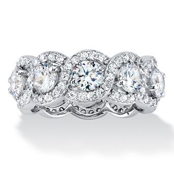 PalmBeach Jewelry 4.60 TCW Cubic Zirconia Halo Crossover Platinum-plated Silver Eternity Ring