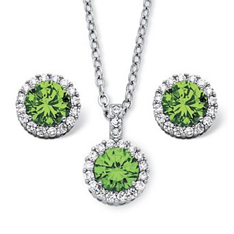 PalmBeach Jewelry 4.30 TCW Simulated Birthstone CZ Silvertone Jewelry Set