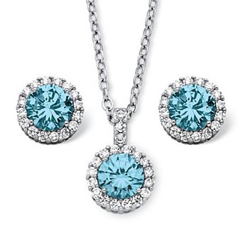 PalmBeach Jewelry 4.30 TCW Simulated Birthstone CZ Silvertone Jewelry Set