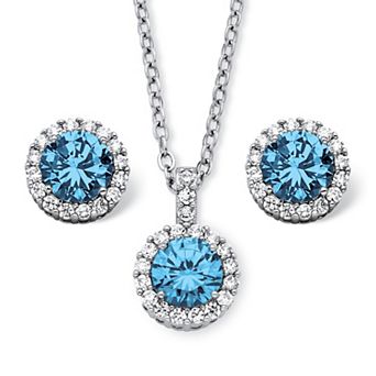 PalmBeach Jewelry 4.30 TCW Simulated Birthstone CZ Silvertone Jewelry Set
