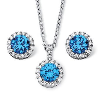 PalmBeach Jewelry 4.30 TCW Simulated Birthstone CZ Silvertone Jewelry Set