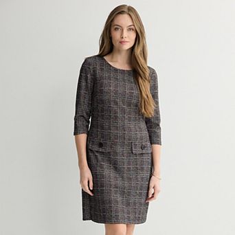 Women's Studio Connection Boucle 2 Mock Flap Pockets Dress