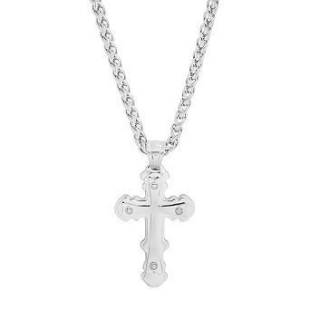 Steeltime 24" stainless steel double cross pendant with screws accents