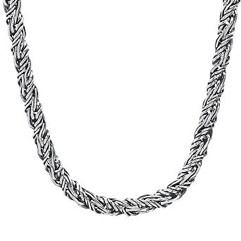 Steeltime 24" stainless steel and black ip flat singapore chain necklace