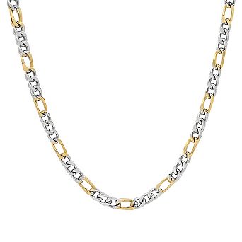 Steeltime 24" two tone stainless steel and 18k gold plated figaro chain