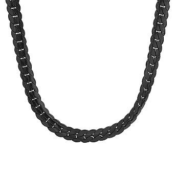 Steeltime 24" black ip stainless steel flat cuban link necklace