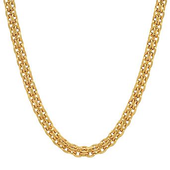 Steeltime 24" 18k gold plated stainless steel bismark mesh link necklace