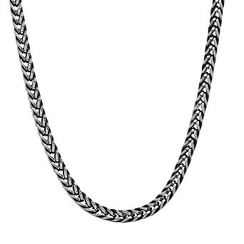 Steeltime 24" stainless steel wheat oxidized chain necklace