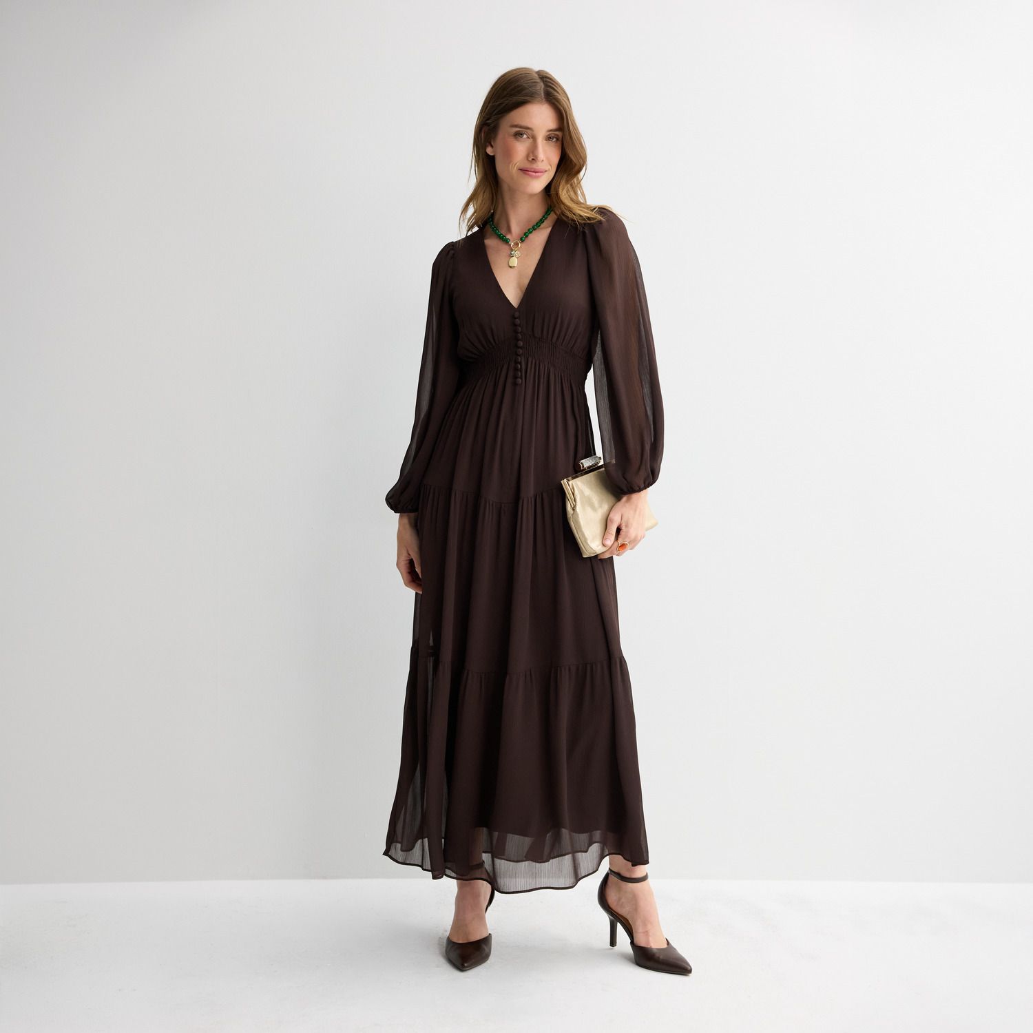 Женское платье Taylor V-Neck Chiffon Maxi — фото 1