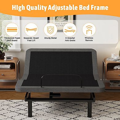 TwinXL Adjustable Bed Frame, Ergonomic Electric Bed Base with Wireless Remote and 2 USB Ports
