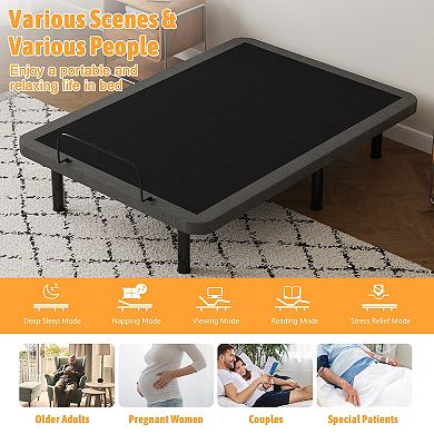 TwinXL Adjustable Bed Frame, Ergonomic Electric Bed Base with Wireless Remote and 2 USB Ports