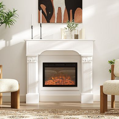 HOMCOM Baroque Fireplace Mantel, Fireplace Surround with Ionic Leg