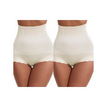 2 Packs Women's Tummy Control Shapewear Panties High Waisted Body Shaping Boyshorts Underwear