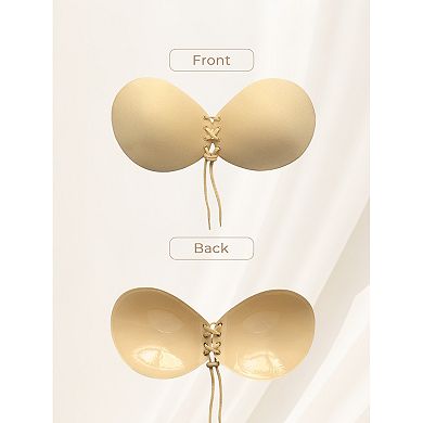 2 Packs Women's Strapless Push Up Invisible Backless Sticky Silicone Reusable Adhesive Bras