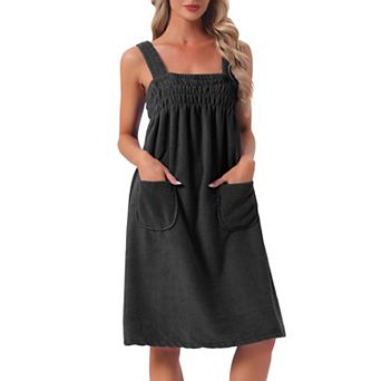 Women's Shower Towels Cover Up Wrap Wearable Bathrobe Around Towel Straps Spa Body Robe