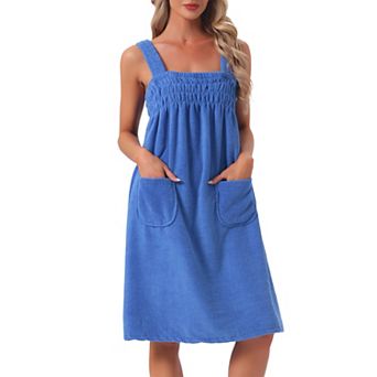 Women's Shower Towels Cover Up Wrap Wearable Bathrobe Around Towel Straps Spa Body Robe