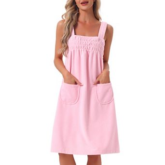 Women's Shower Towels Cover Up Wrap Wearable Bathrobe Around Towel Straps Spa Body Robe