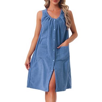 Women's Shower Towel Snaps Wearable Dress Terry Wrap Bathrobe Towelling Cover Up Shower Bath Robe