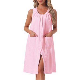 Women's Shower Towel Snaps Wearable Dress Terry Wrap Bathrobe Towelling Cover Up Shower Bath Robe