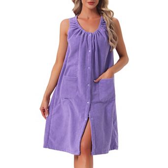 Women's Shower Towel Snaps Wearable Dress Terry Wrap Bathrobe Towelling Cover Up Shower Bath Robe