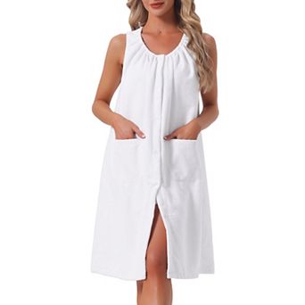 Women's Shower Towel Snaps Wearable Dress Terry Wrap Bathrobe Towelling Cover Up Shower Bath Robe
