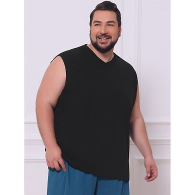 Men's Big & Tall V-Neck Solid Sleeveless Vest Comfortable Breathable Casual Tank Top