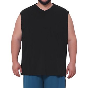 Men's Big & Tall V-Neck Solid Sleeveless Vest Comfortable Breathable Casual Tank Top