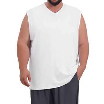 Men's Big & Tall V-Neck Solid Sleeveless Vest Comfortable Breathable Casual Tank Top