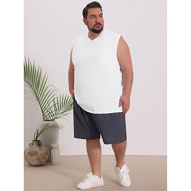 Men's Big & Tall V-Neck Solid Sleeveless Vest Comfortable Breathable Casual Tank Top