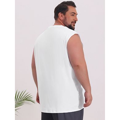 Men's Big & Tall V-Neck Solid Sleeveless Vest Comfortable Breathable Casual Tank Top